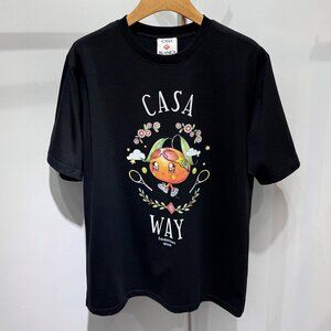Casablanca Black Casa Way Cartoon Orange Tennis Graphic Print T-Shirt